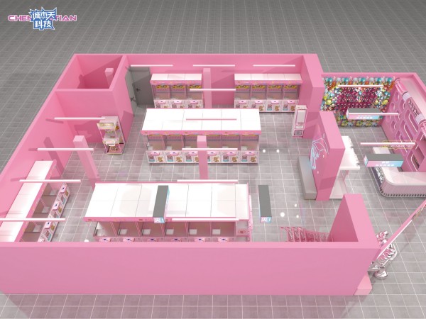 3D store layout design for claw machine shop 3