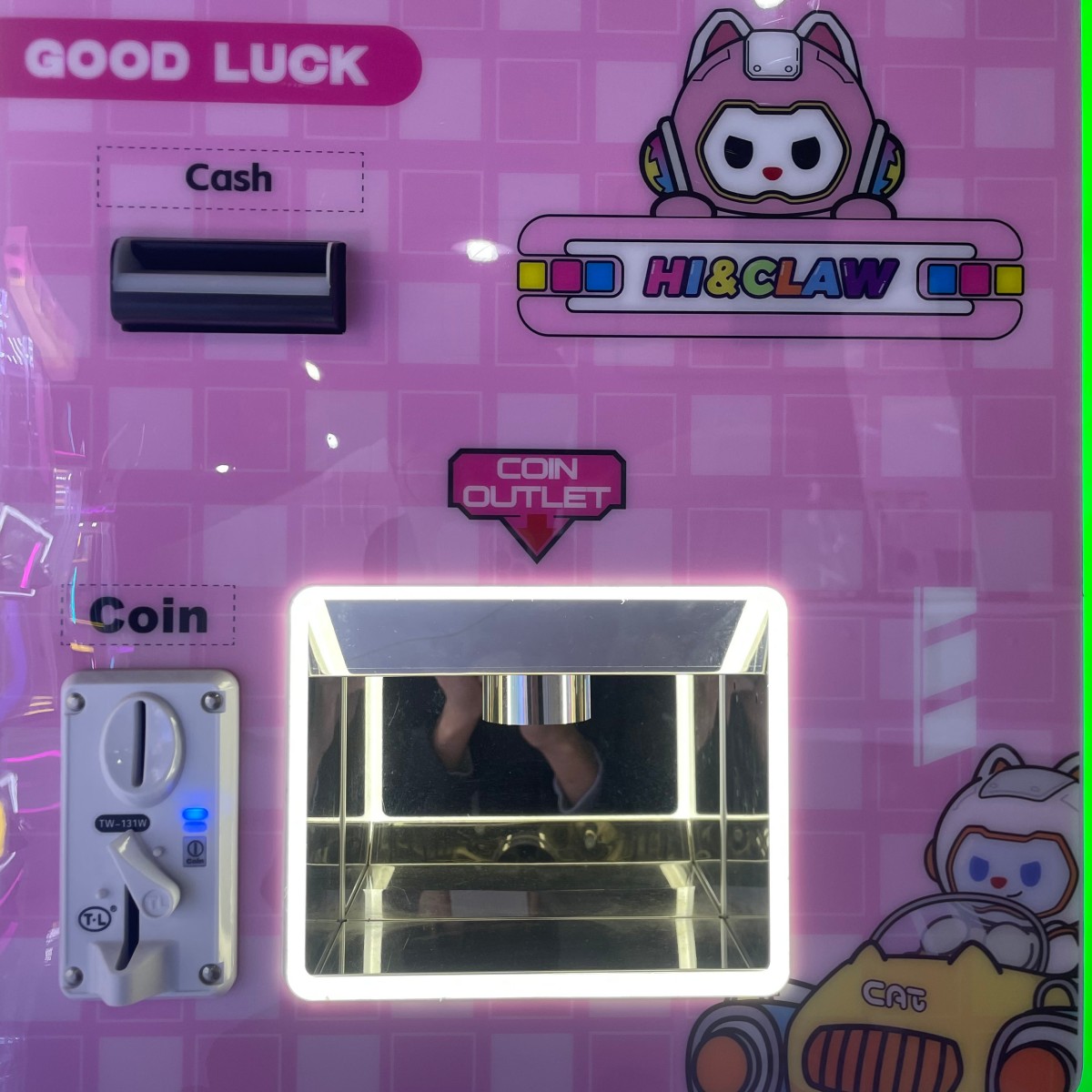 22-inch arcade coin changer machine front panel with bill acceptor coin acceptor and illuminated coin outlet
