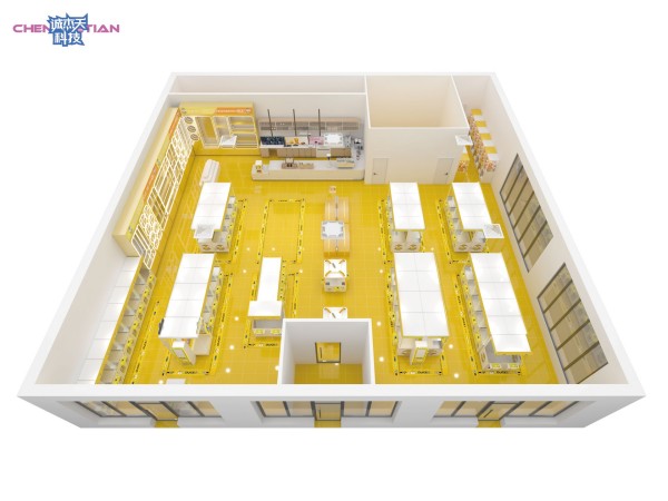 Top view arcade store layout rendering designed by Chengjietian claw machine factory for a wholesale customer